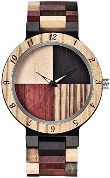 Dentily Inverted Geometric Wood Watch Creative Quartz Watch for Men HandMade Wooden Watches
