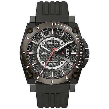 Bulova Mens Icon High Performance Quartz Chronograph Black Stainless Steel Watch with Polyurethane Strap Black Dial Style 98B417