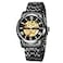 FORSINING Mens Automatic Self Winding Watch Luxury Skeleton Waterproof Stainless Steel Mechanical Wrist Watch 01Black