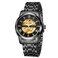 FORSINING Mens Automatic Self Winding Watch Luxury Skeleton Waterproof Stainless Steel Mechanical Wrist Watch 01Black