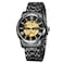 FORSINING Mens Automatic Self Winding Watch Luxury Skeleton Waterproof Stainless Steel Mechanical Wrist Watch 01Black