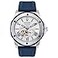 Bulova Mens Marine Star Series A Automatic Stainless Steel Case with Blue Textured Silicone Strap Open Aperture Silver White Dial Model 98A225