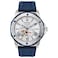 Bulova Mens Marine Star Series A Automatic Stainless Steel Case with Blue Textured Silicone Strap Open Aperture Silver White Dial Model 98A225