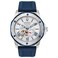 Bulova Mens Marine Star Series A Automatic Stainless Steel Case with Blue Textured Silicone Strap Open Aperture Silver White Dial Model 98A225
