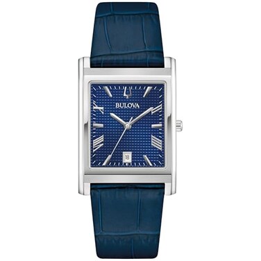 Bulova Mens Classic Sutton 3Hand Calendar Quartz Leather Strap Patterned Dial Sapphire Crystal 29 x 41mm