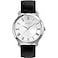 Bulova Mens Classic 3Hand Quartz Black Leather Strap Watch Roman Numeral Markers 41mm