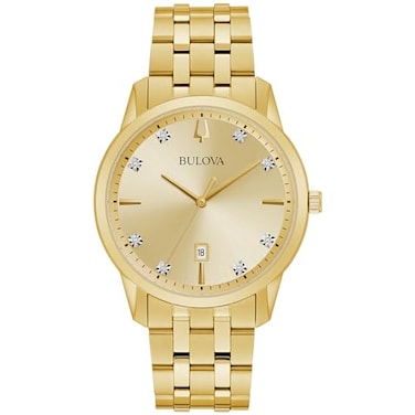 Bulova Mens Classic Diamond Sutton 3Hand Quartz Watch 40mm