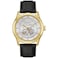 Bulova Mens Classic Sutton 4Hand Automatic Watch with Gold Stainless Steel Black Leather StrapOpen ApertureExhibition Caseback Double Curved Mineral Crystal 42mm Model 97A187
