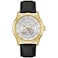 Bulova Mens Classic Sutton 4Hand Automatic Watch with Gold Stainless Steel Black Leather StrapOpen ApertureExhibition Caseback Double Curved Mineral Crystal 42mm Model 97A187