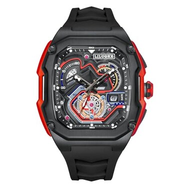 LILUOKE Mens Track Racing Watch Mechanical Dial Design 30 Meter Water Resistance Hexagonal Durable Case High Precision Quartz Movement DTLK9020G03