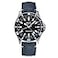 MIDO Ocean Star GMT Swiss Automatic Watch for Men 44mm Stainless Steel Case with Black Ceramic Rotating Bezel Black Dial Blue Fabric Strap M0266291705100