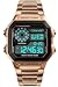 PASOY Mens Digital MultiFunction Watches 2 Time Alarm Stopwatch Countdown Backlight Waterproof Watch Rose Gold