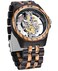 Dentily Mens Hollow Analog Wooden Watch Retro Gear Carving Design Transparent Dial Quartz Watch for Men