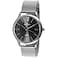 Peugeot Mens Slim Case Stainless Steel Mesh Dress Watch Black