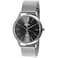 Peugeot Mens Slim Case Stainless Steel Mesh Dress Watch Black