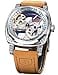 FORSINING Mens Luxury Square Carving Mechanical Watch Retro Totem Double Sided Hollow Skeleton SelfWind Automatic Watches Vintage Leather Strap Wristwatch Silver