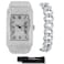 ICE STAR Mens 40mm Fully Iced Out Watch Bracelet Set Rectangle Case Silver Dial Cuban Bracelet