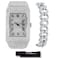 ICE STAR Mens 40mm Fully Iced Out Watch Bracelet Set Rectangle Case Silver Dial Cuban Bracelet