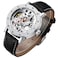 IK COLOURING Mens Watch Mechanical Stainless Steel Skeleton Steampunk Design Automatic SelfWinding Silver Case Wrist Watch