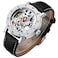IK COLOURING Mens Watch Mechanical Stainless Steel Skeleton Steampunk Design Automatic SelfWinding Silver Case Wrist Watch