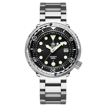 ADDIESDIVE Scuba Mens Diving Watch Automatic Diver 300 M 445 MM Big Black Analog Luminescent Chromalight Dial
