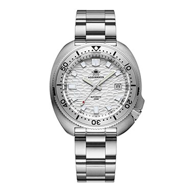 ADDIESDIVE Automatic Watches for Men Diver 200 M White Dial Synthetic Sapphire Crystal Steel Strap NH35 Movement