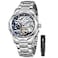 Tiong Polygonal Design Silver Blue Automatic Mechanical Watch No Battery Fashion Business Watch for Men