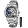 Tiong Polygonal Design Silver Blue Automatic Mechanical Watch No Battery Fashion Business Watch for Men