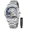 Tiong Polygonal Design Silver Blue Automatic Mechanical Watch No Battery Fashion Business Watch for Men