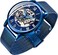Dentily Mens Skeleton Watch Classic Roman Numeral Steampunk Mechanical Watch HandWind Mens Watches Blue