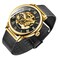 Dentily Mens Watches Classic Roman Numeral Mechanical Watch HandWind Skeleton Steampunk Watch