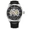 Stuhrling Original Mens WatchAutomatic Skeleton Dial Black Leather Watch Strap Mechanical Watch Silver Executive Black