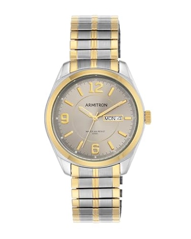 Armitron Mens DayDate Easy To Read Metal Expansion Bracelet Watch 204591