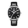 CHEETAH Minimalist Waterproof Quartz Watches for Men with SilverTone Case Auto Date Leather Strap in Black