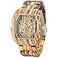 Dentily Mechanical Wooden Watch Rectangle Automatic Movement Mens Wooden Watch SelfWinding Watches for Men