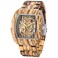 Dentily Mechanical Wooden Watch Rectangle Automatic Movement Mens Wooden Watch SelfWinding Watches for Men