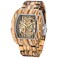 Dentily Mechanical Wooden Watch Rectangle Automatic Movement Mens Wooden Watch SelfWinding Watches for Men