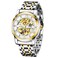 Dentily Mens Mechanical Watch Stainless Steel Skeleton Automatic Business Watches for Men