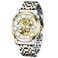 Dentily Mens Mechanical Watch Stainless Steel Skeleton Automatic Business Watches for Men