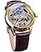 FORSINING Mens Skeleton Moon Phase Watch Mechanical SelfWind Tourbillon Dual Time Zone Watches Automatic Luxury Leather Strap Large Dial Wristwatch Gold