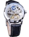 FORSINING Mens Skeleton Moon Phase Watch Mechanical SelfWind Tourbillon Dual Time Zone Watches Automatic Luxury Leather Strap Large Dial Wristwatch White
