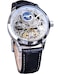 FORSINING Mens Skeleton Moon Phase Watch Mechanical SelfWind Tourbillon Dual Time Zone Watches Automatic Luxury Leather Strap Large Dial Wristwatch White