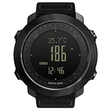 NORTH EDGE Apache Tactical Outdoor Watch for Men Altimeter Barometer Compass Temperature Sensor Rugged Sports Watch with Pedometer Waterproof for Hiking Outdoor Activities