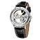 FORSINING Mens Unique Design Luxury Automatic Movt Popular Style Genuine Leather Strap Skeleton Watch Black and White