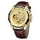 FORSINING Mens Skeleton Mechanical Watch Reloj Automatic Movtment Male Clock with Genuine Leather Strap