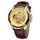 FORSINING Mens Skeleton Mechanical Watch Reloj Automatic Movtment Male Clock with Genuine Leather Strap