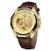 FORSINING Mens Skeleton Mechanical Watch Reloj Automatic Movtment Male Clock with Genuine Leather Strap