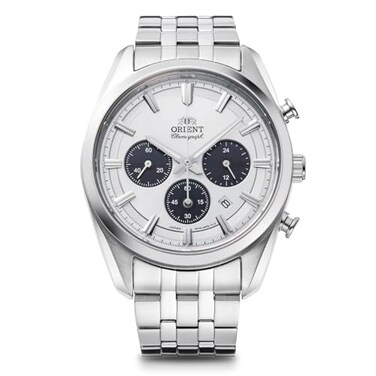 Orient Watch RNTX0305S Contemporary SolarPowered Chronograph Mens Wristwatch White White Bracelet Type