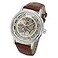 SEWOR Mens Mechanical Skeleton Transparent Vintage Style Leather Wrist Watch