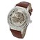 SEWOR Mens Mechanical Skeleton Transparent Vintage Style Leather Wrist Watch